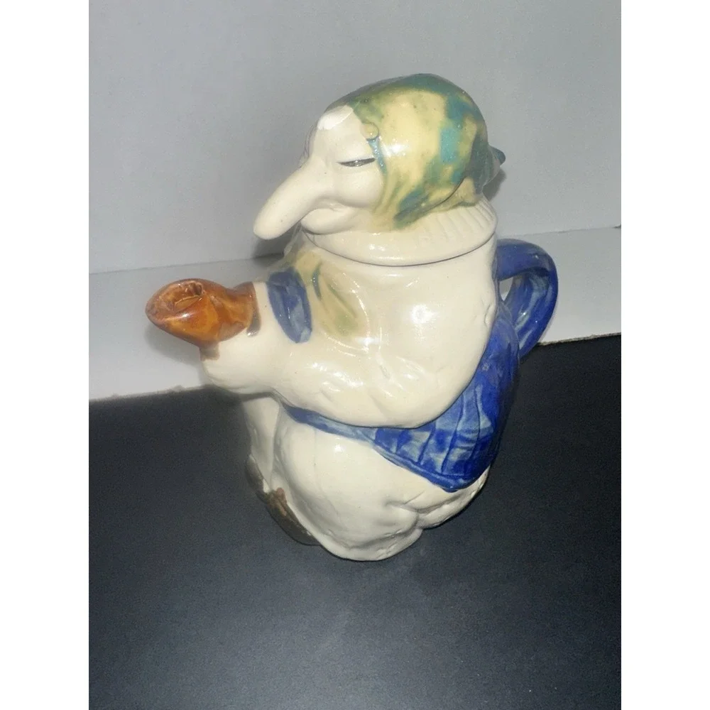 VTG Kitchen Witch On Broom Tea Potion Pot R.J. Drinkwater Ceramic Pottery